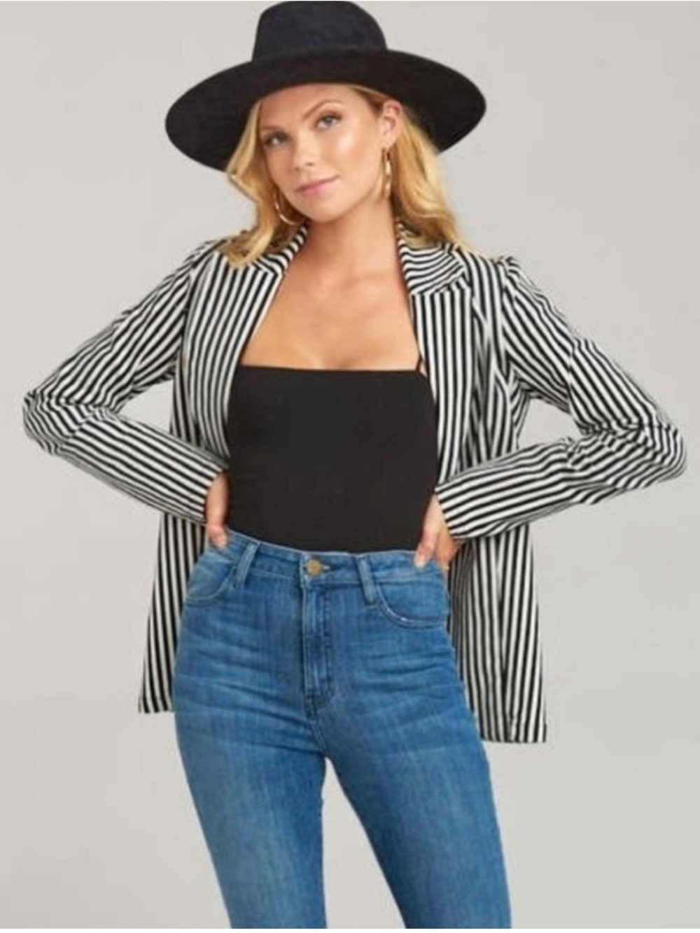 Show Me Your MuMu Black and White Striped Blazer
